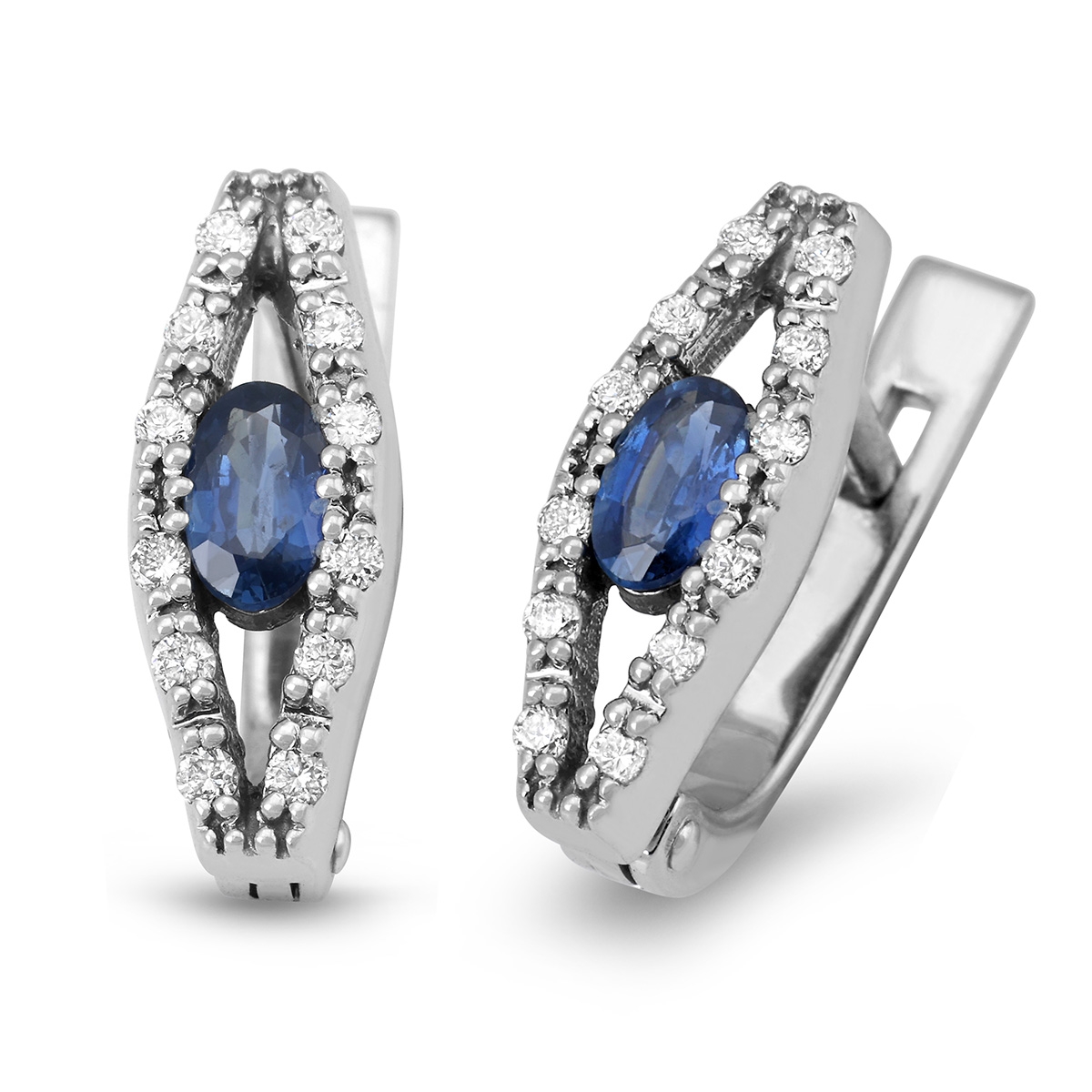 Anbinder 14K White Gold Diamond and Sapphire Earrings with Evil Eye main product photo