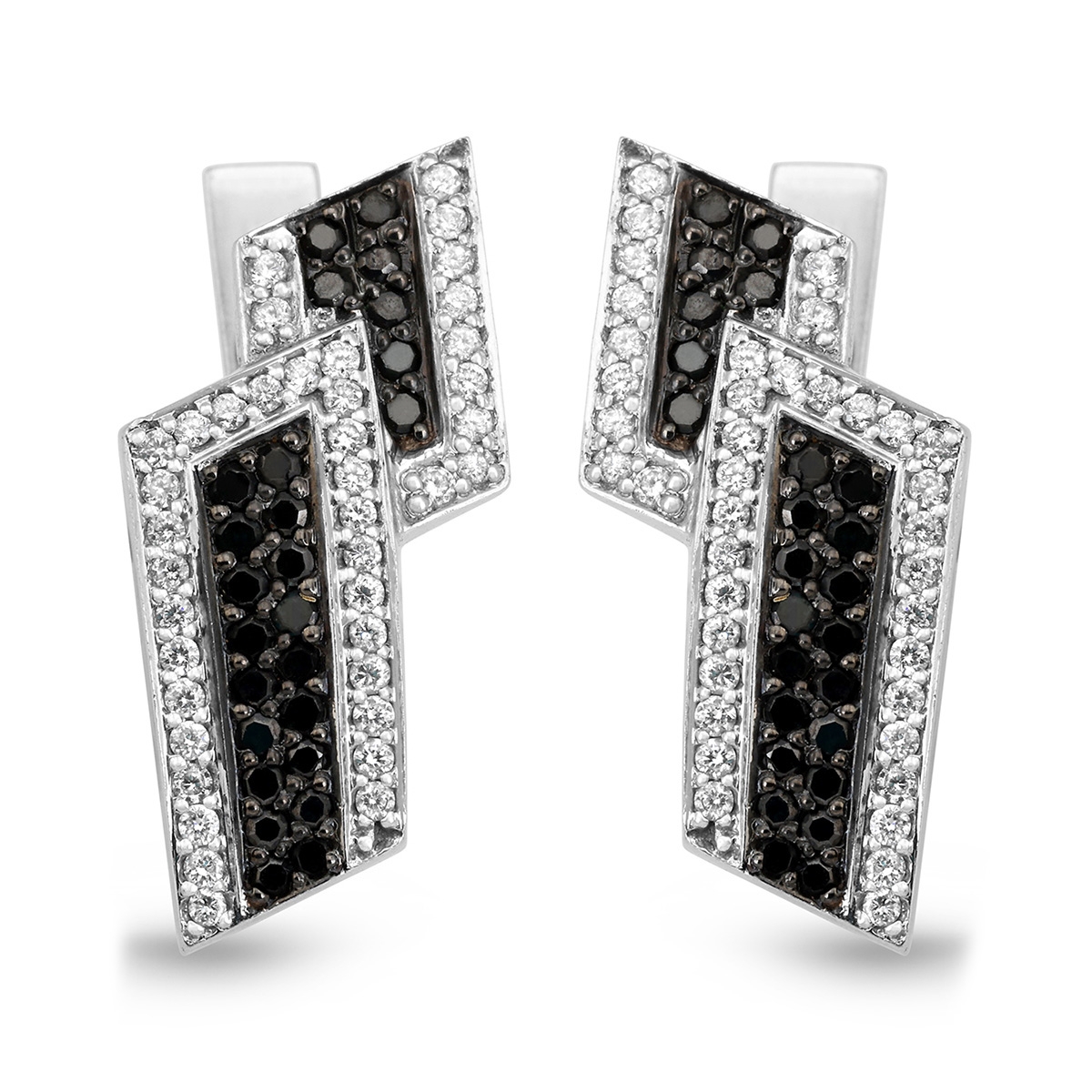 Anbinder 14K White Gold Overlapping Block Earrings with Diamonds main product photo