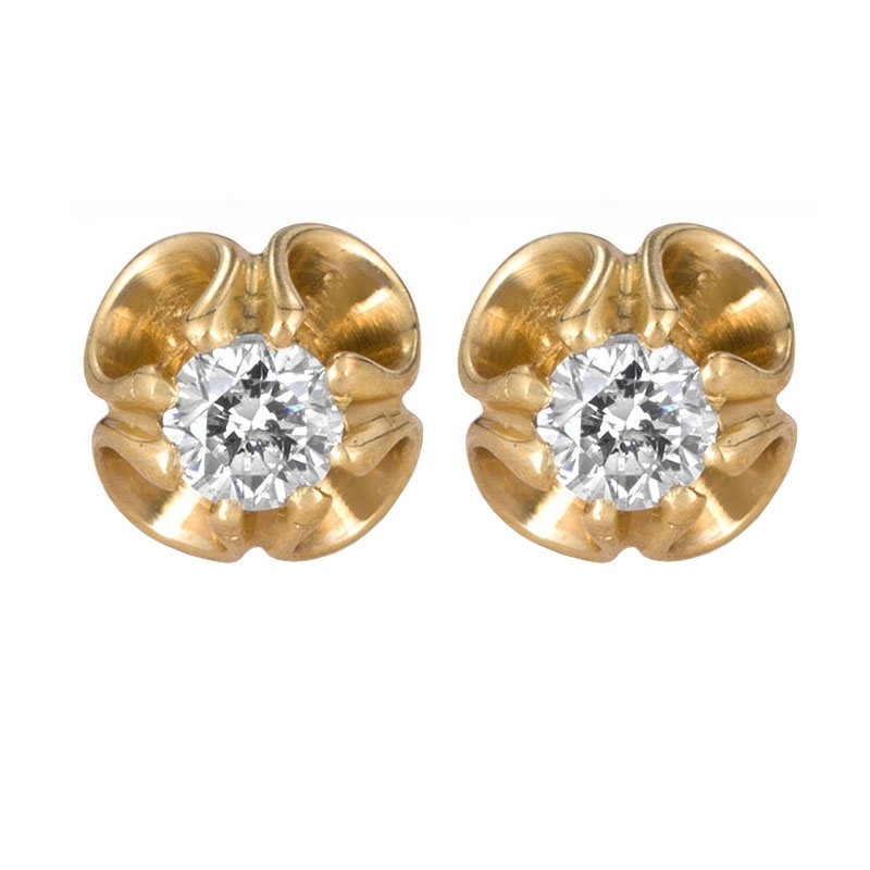 14K Gold 6-Pronged Diamond Stud Earrings (Choice of Color) main product photo
