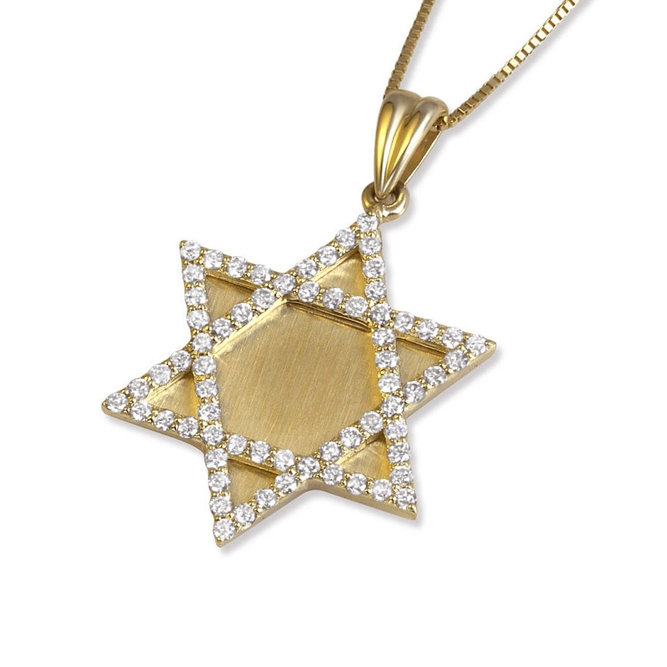 14K Gold Star of David Pendant with Diamonds main product photo