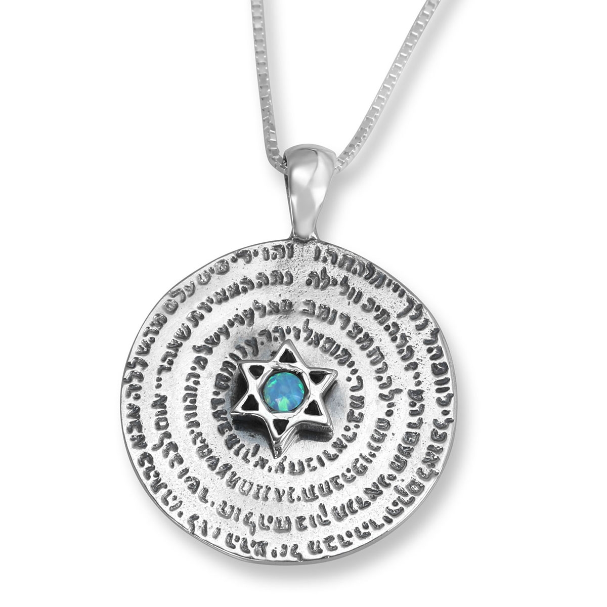 72 Names of God Sterling Silver and Opal Star of David Necklace main product photo