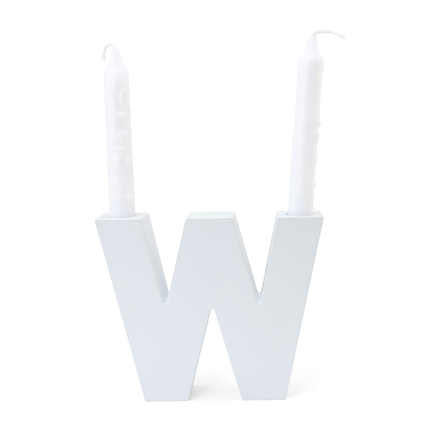 Designer Woman / Man Shabbat Candlesticks - White main product photo