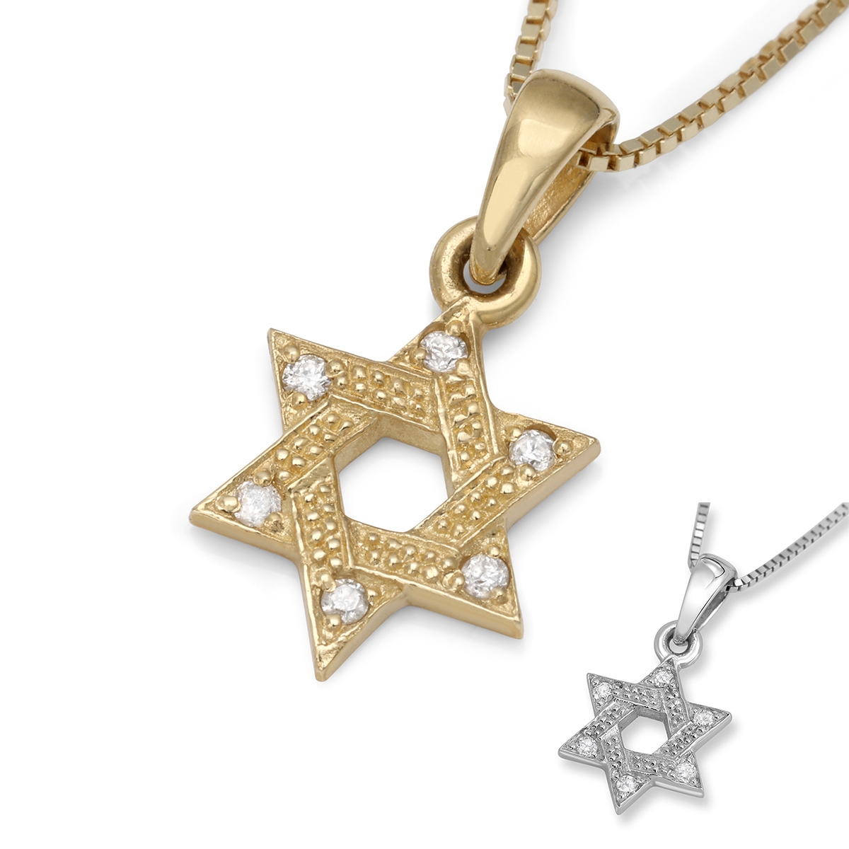 Minimalist 14K Gold Interlocked Diamond Star of David Necklace main product photo
