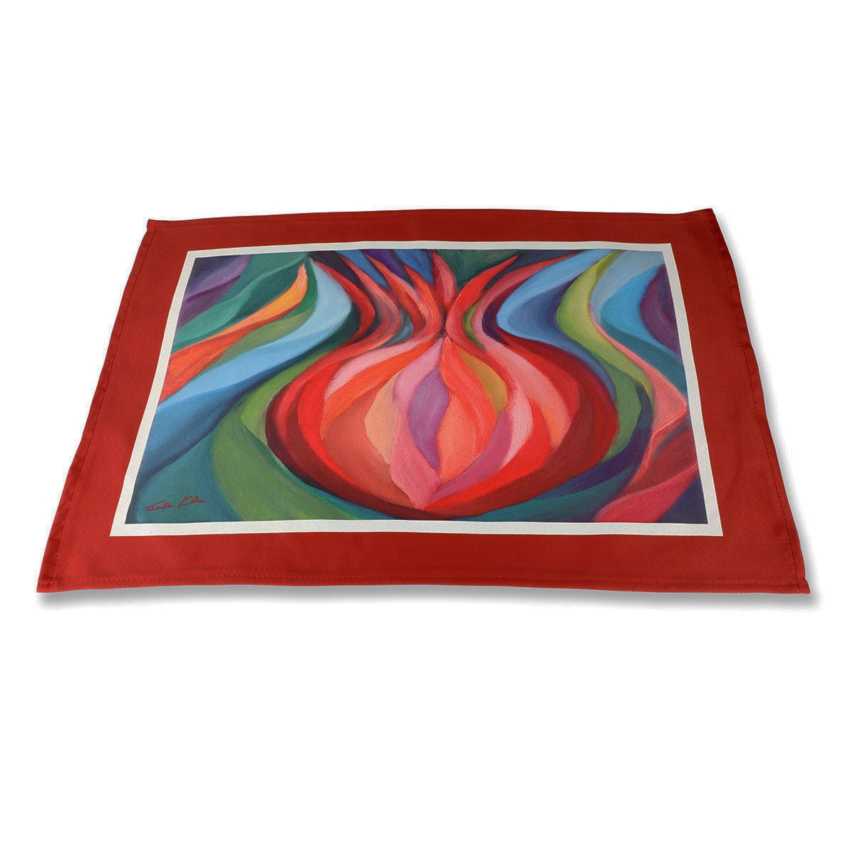 Jordana Klein Pomegranate Challah Cover - on Burgundy Border main product photo