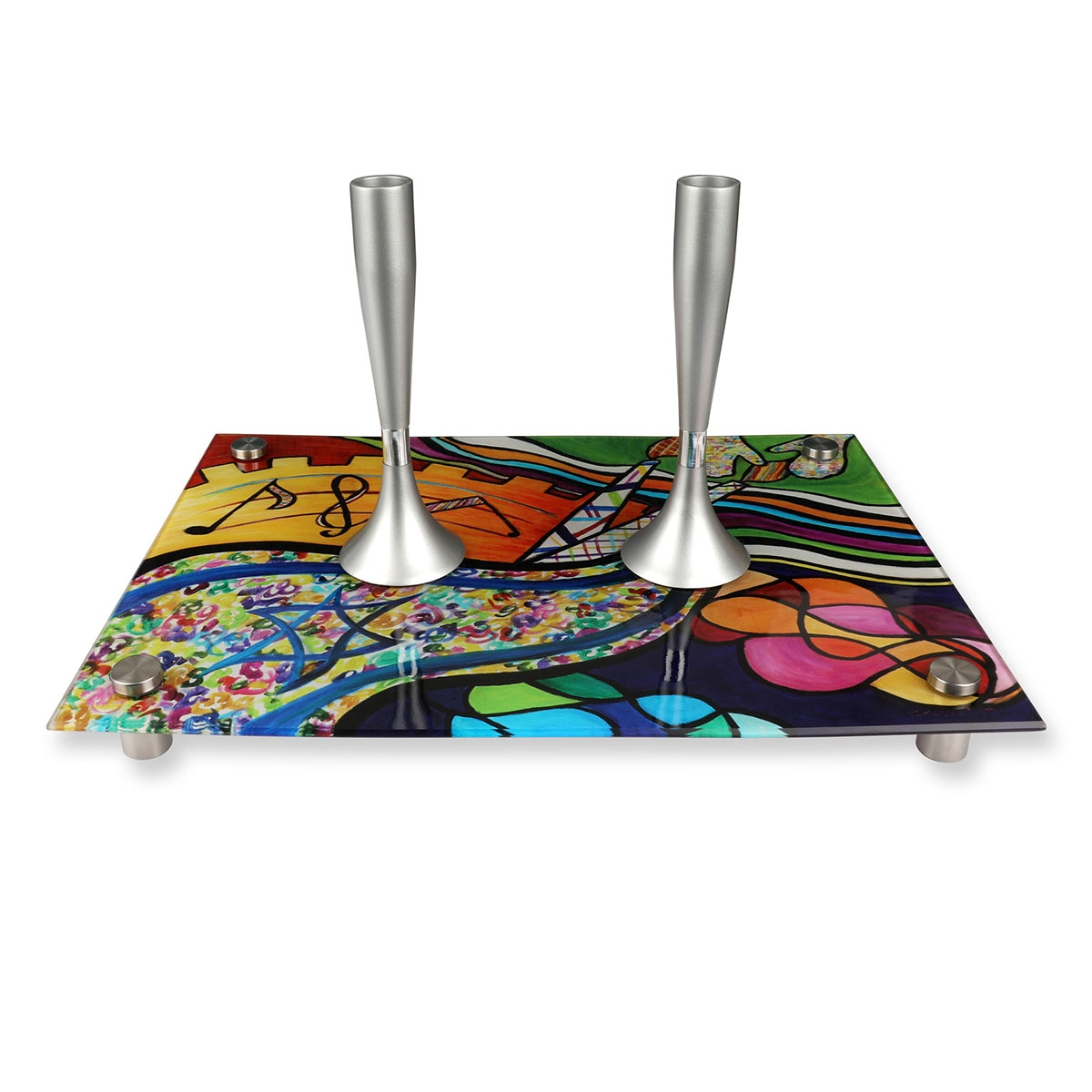Jordana Klein Judaism of Joy Glass Tray For Shabbat Candlesticks main product photo