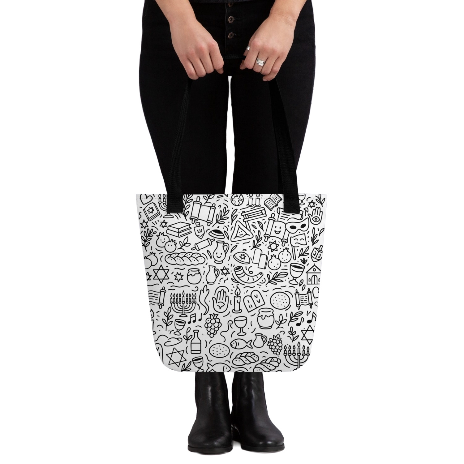 Jewish Symbols Doodle Art Tote Bag main product photo