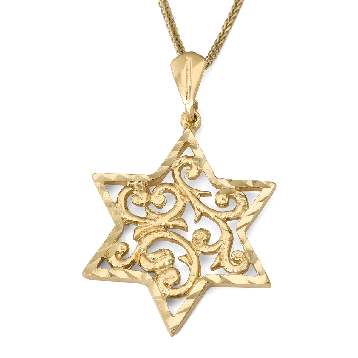14K Gold Women’s Large Star of David Pendant with Filigree Design main product photo