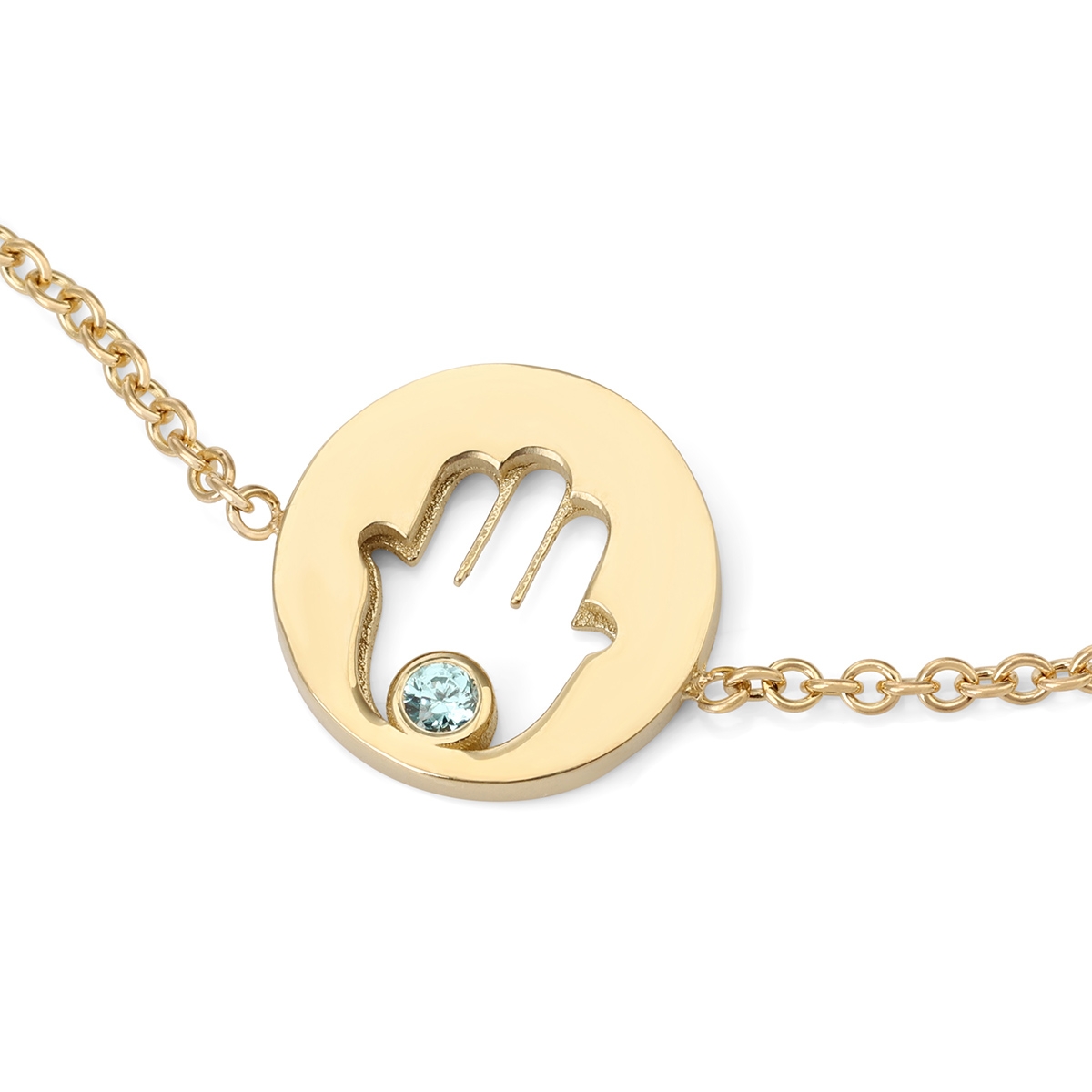 Luxury 14K Gold Topaz Hamsa Bracelet main product photo