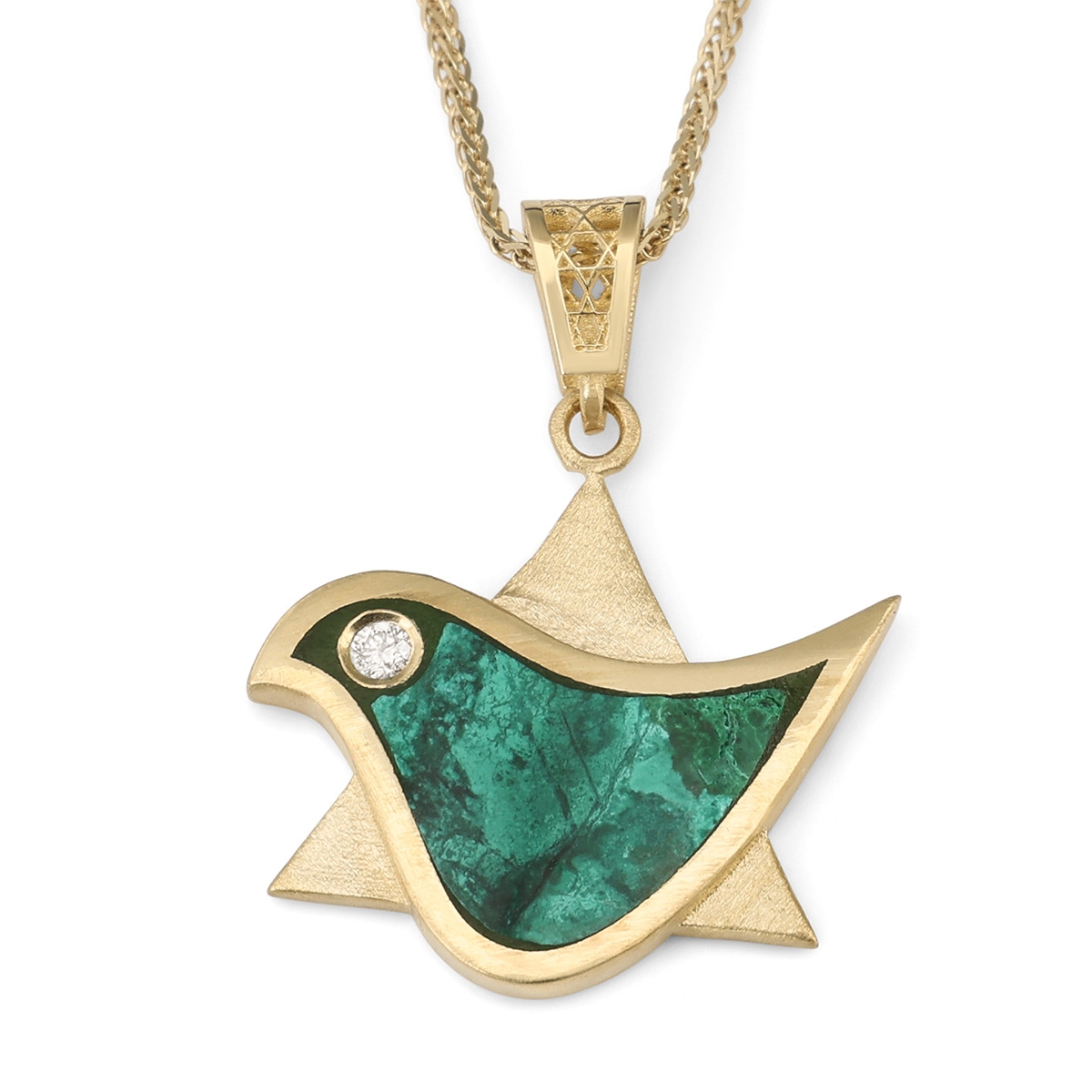 14K Gold Dove-Star of David Pendant with Eilat Stone main product photo