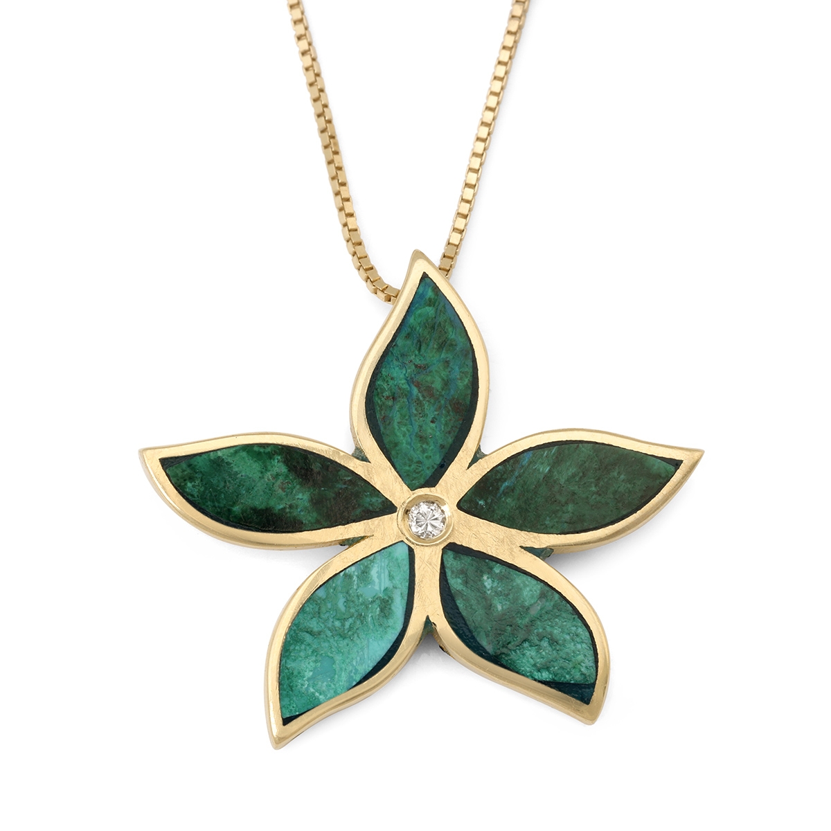 14K Yellow Gold Women’s Eilat Stone Flower Pendant with Diamond main product photo