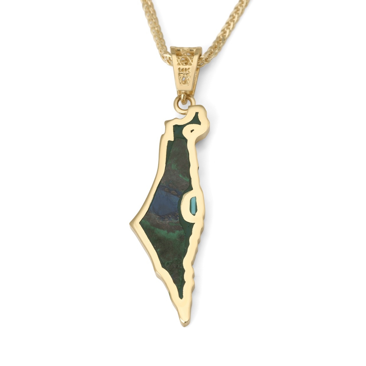 14K Gold Map of Israel Pendant with Eilat Stone - Yellow or White Gold main product photo