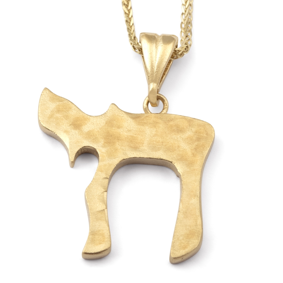 14K Gold Chai Pendant Necklace With Textured Finish main product photo