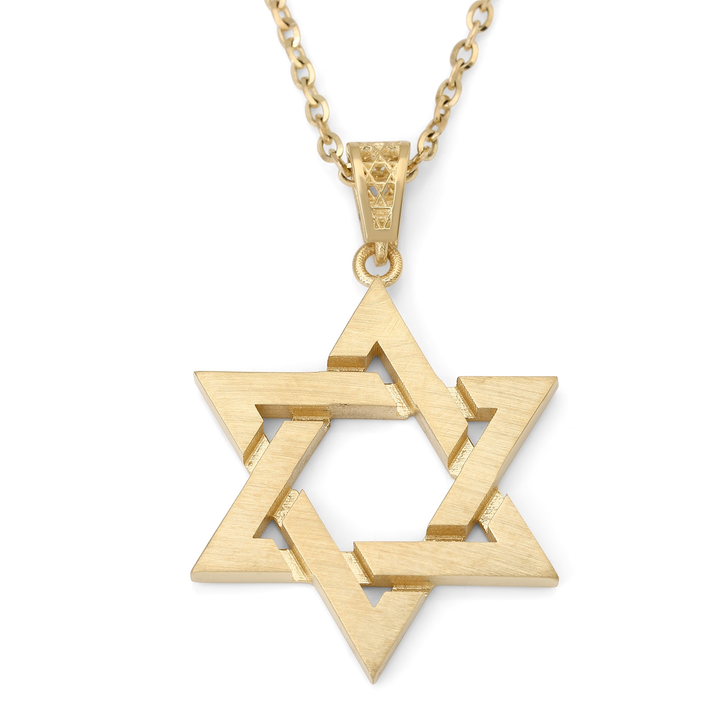 14K Gold Unisex Interlinking Star of David Pendant Necklace - Color/Finish Option main product photo