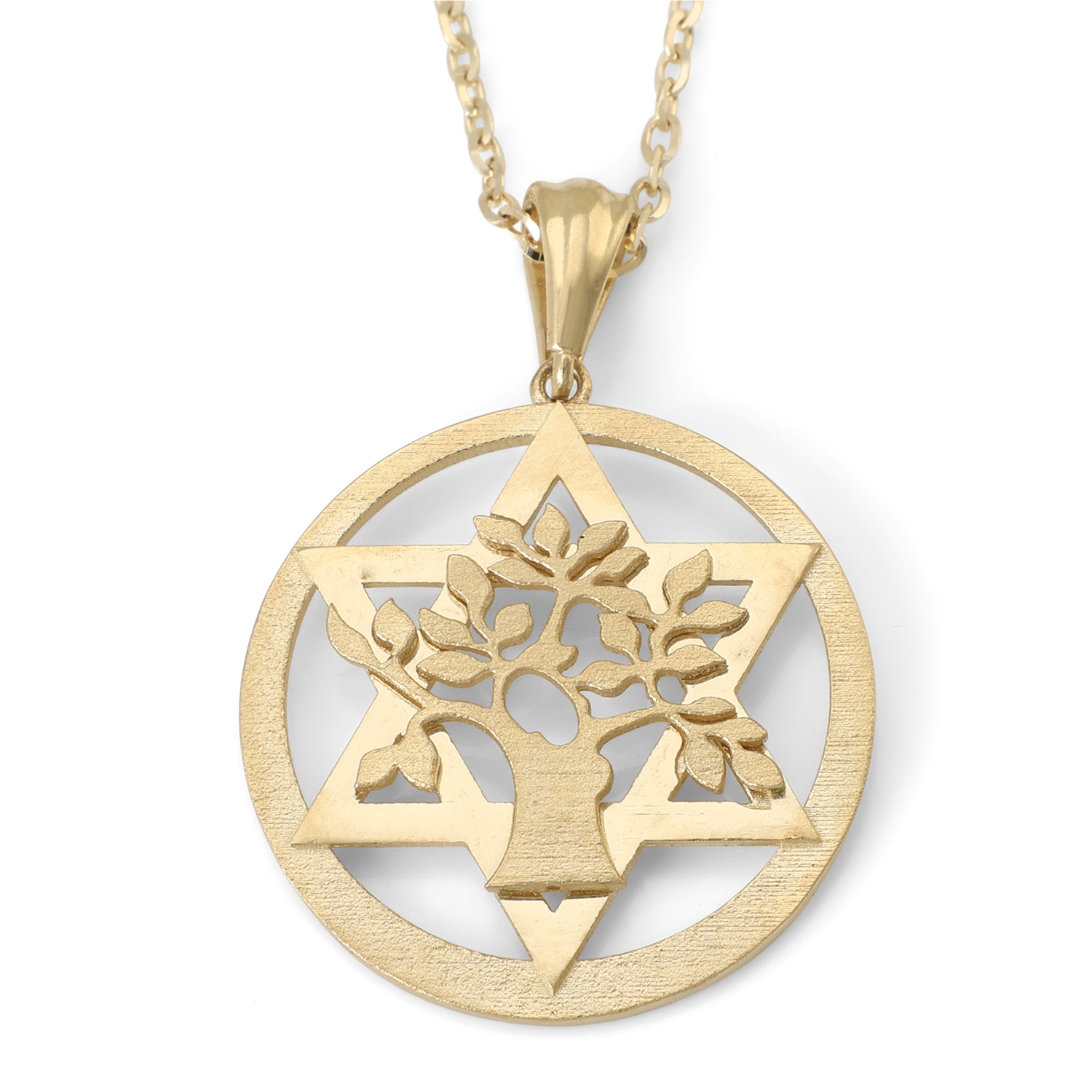 14K Gold Tree of Life Star of David Pendant Necklace  main product photo