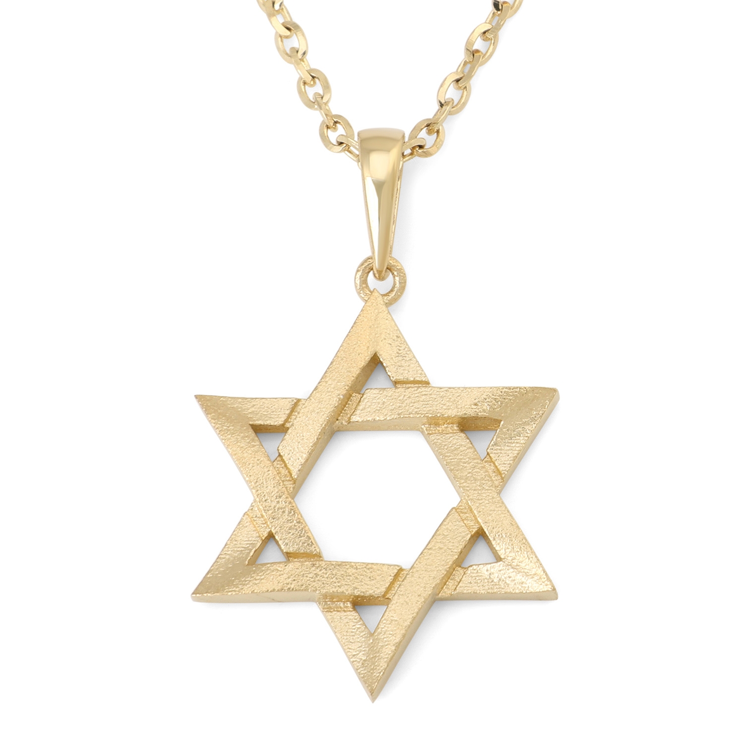 Unisex 14K Gold Bold Star of David Pendant with Rough Finish - Yellow or White Gold main product photo