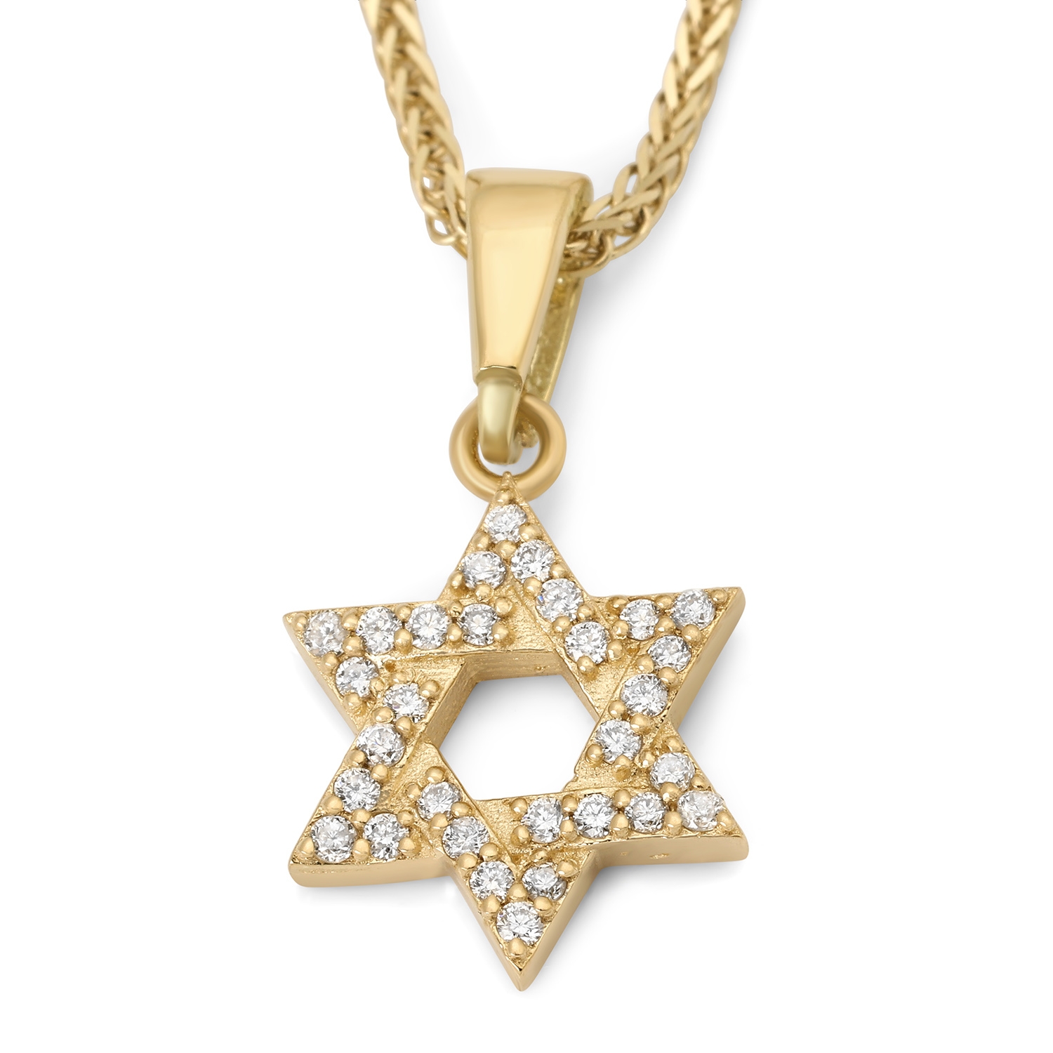 14K Gold Diamond-Studded Interlocking Star of David Pendant - Color Option main product photo