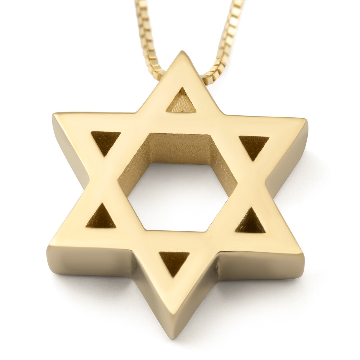 Deluxe 14K Gold Star of David Pendant Necklace (Choice of Colors) main product photo