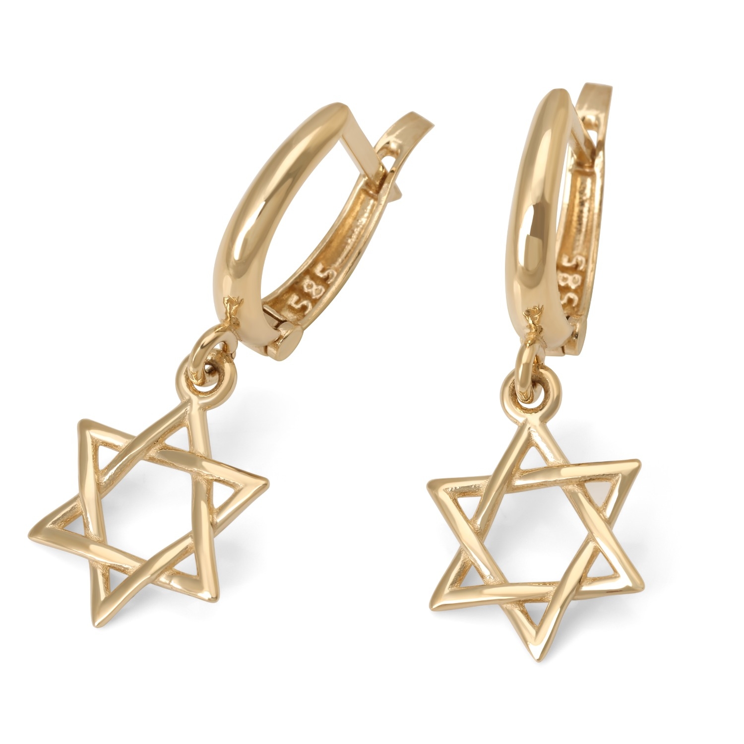 14K Gold Star of David Earrings main product photo