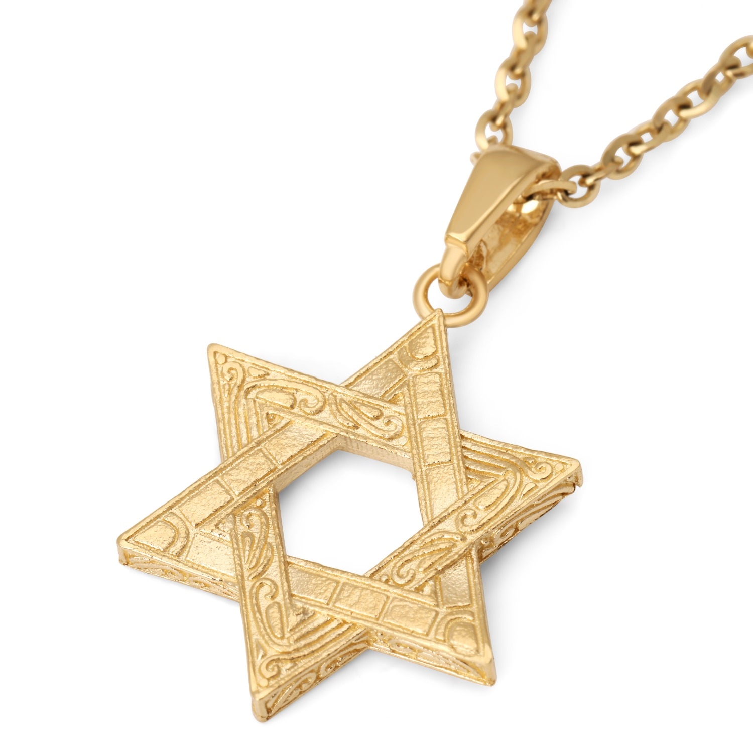 Luxurious 14K Gold Star of David Pendant Necklace With Ancient Mosaic Design main product photo