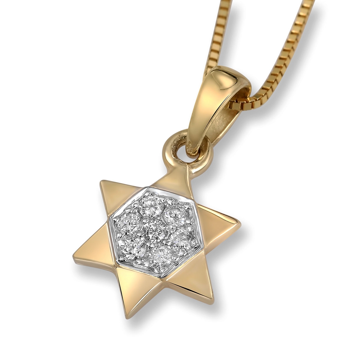 14K Gold Star of David Pendant Necklace with Diamonds main product photo