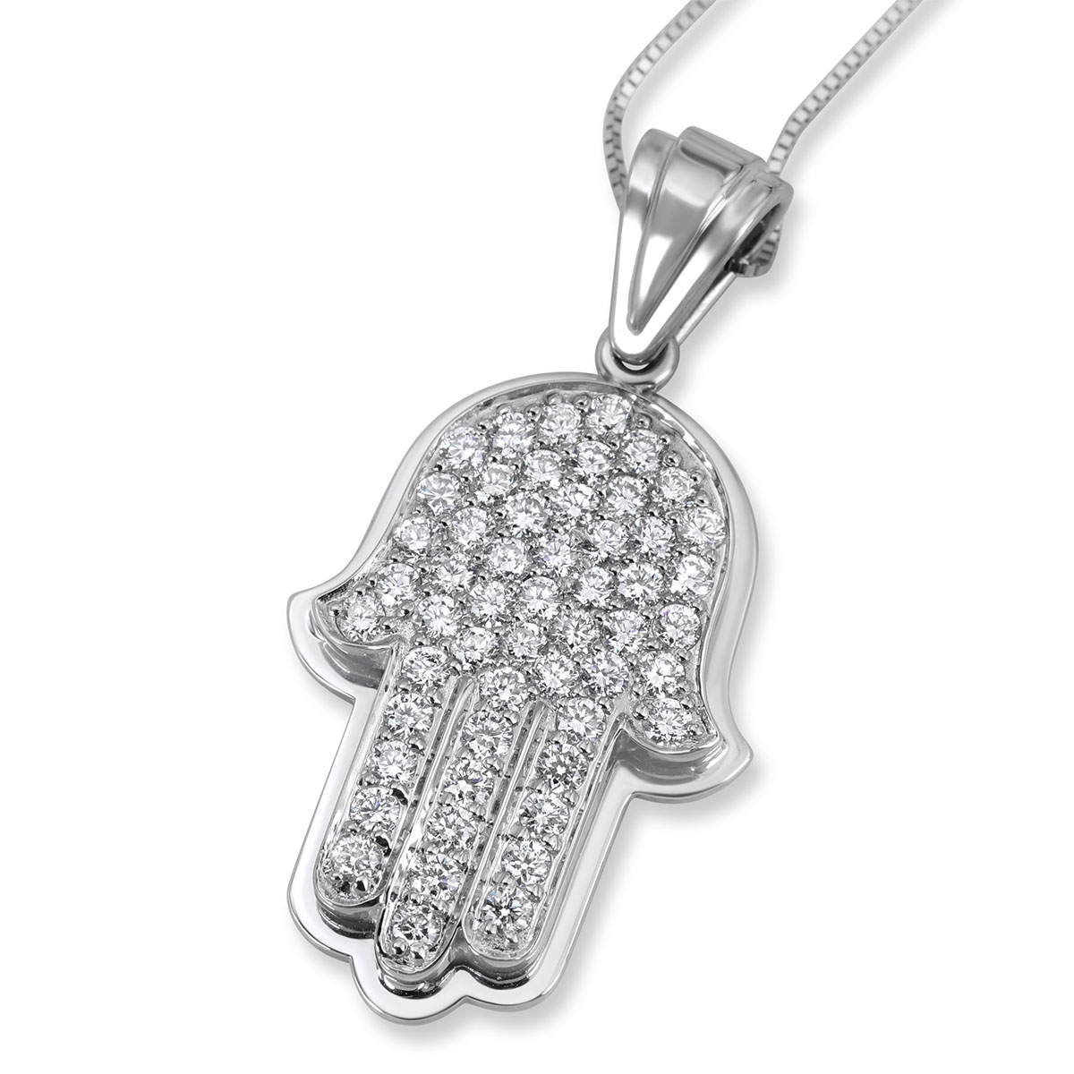 14K Gold Jerusalem Hamsa Diamond Pendant  main product photo