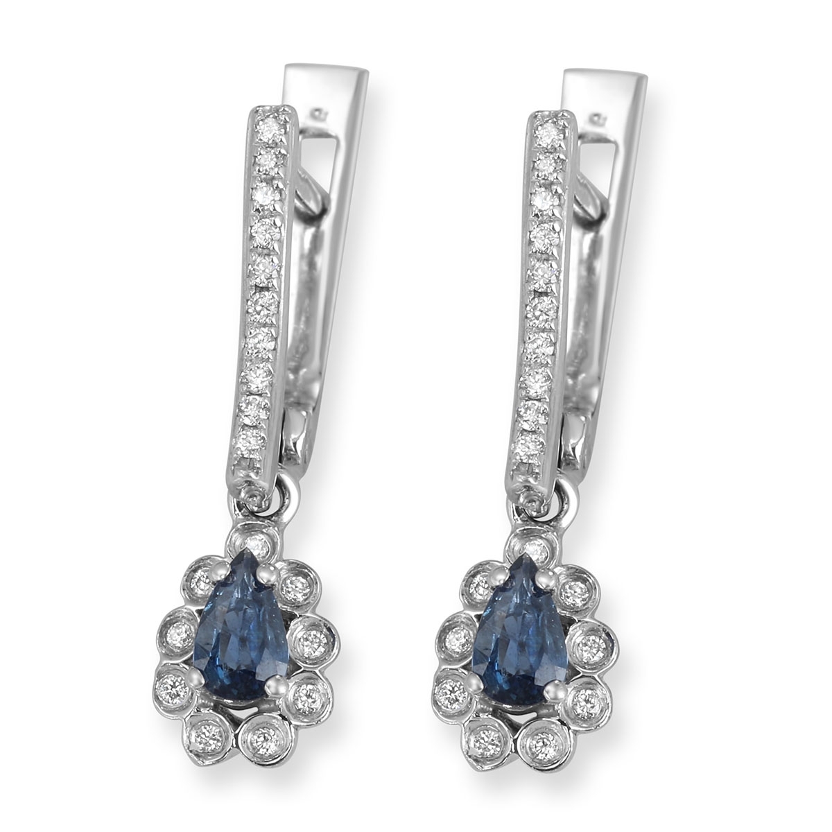 14K Gold Sapphire and Diamond Teardrop Earrings main product photo