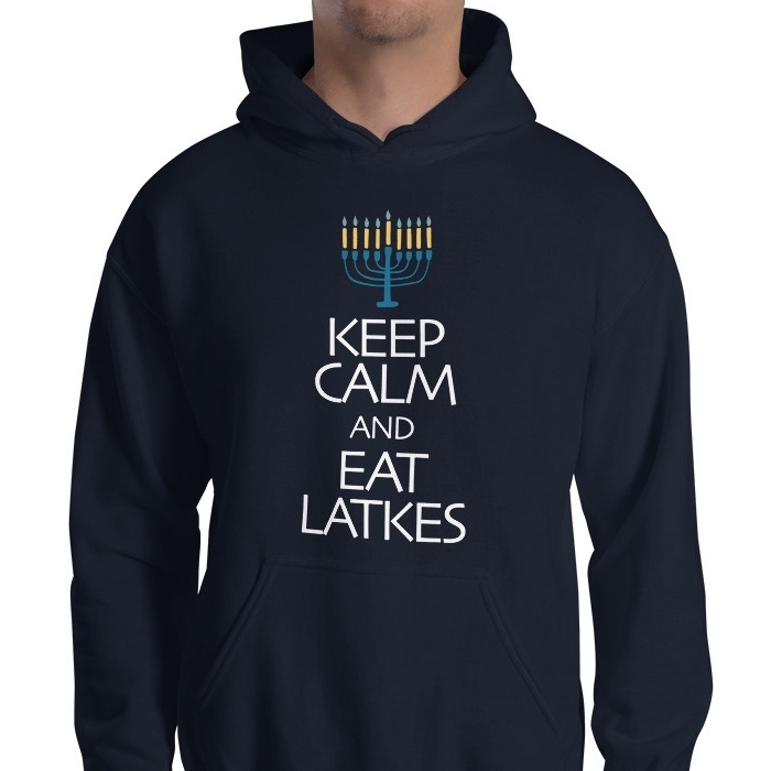 Keep Calm and Eat Latkes Funny Hanukkah Hoodie main product photo