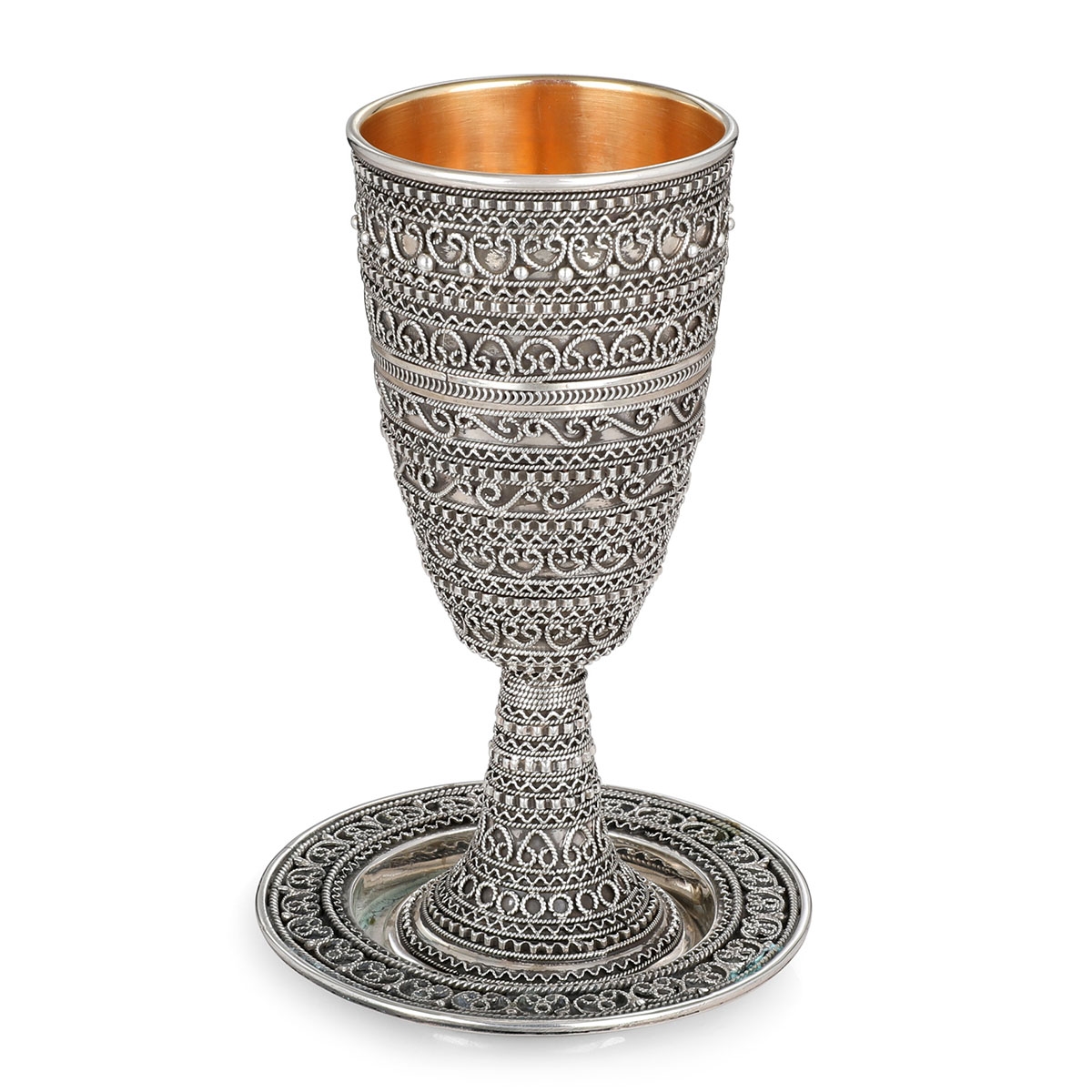 Handcrafted Sterling Silver Kiddush Cup With Filigree Design main product photo