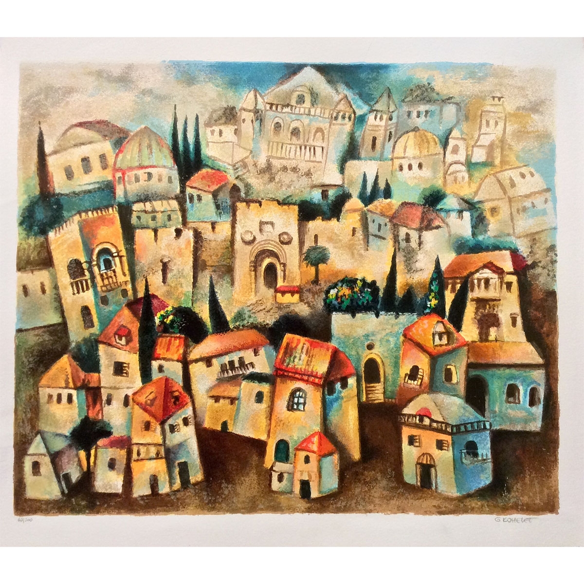 Sunset in Jerusalem. Artist: Gregory Kohelet. Handsigned & Numbered Limited Edition Serigraph main product photo