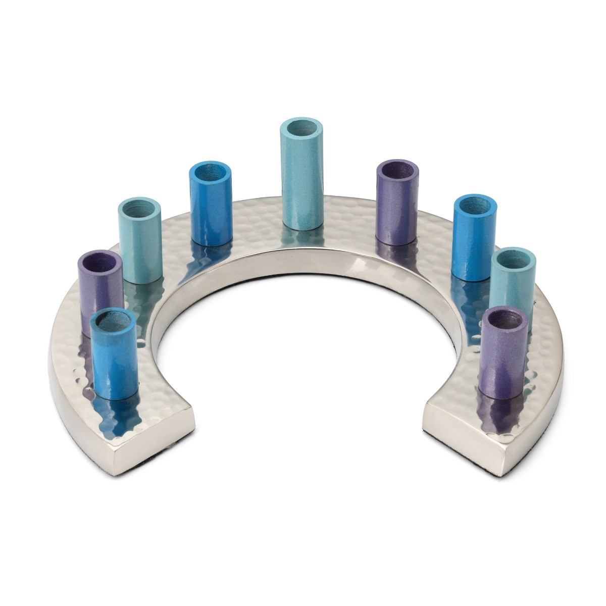 Anodized Aluminum Horseshoe Hanukkah Menorah main product photo