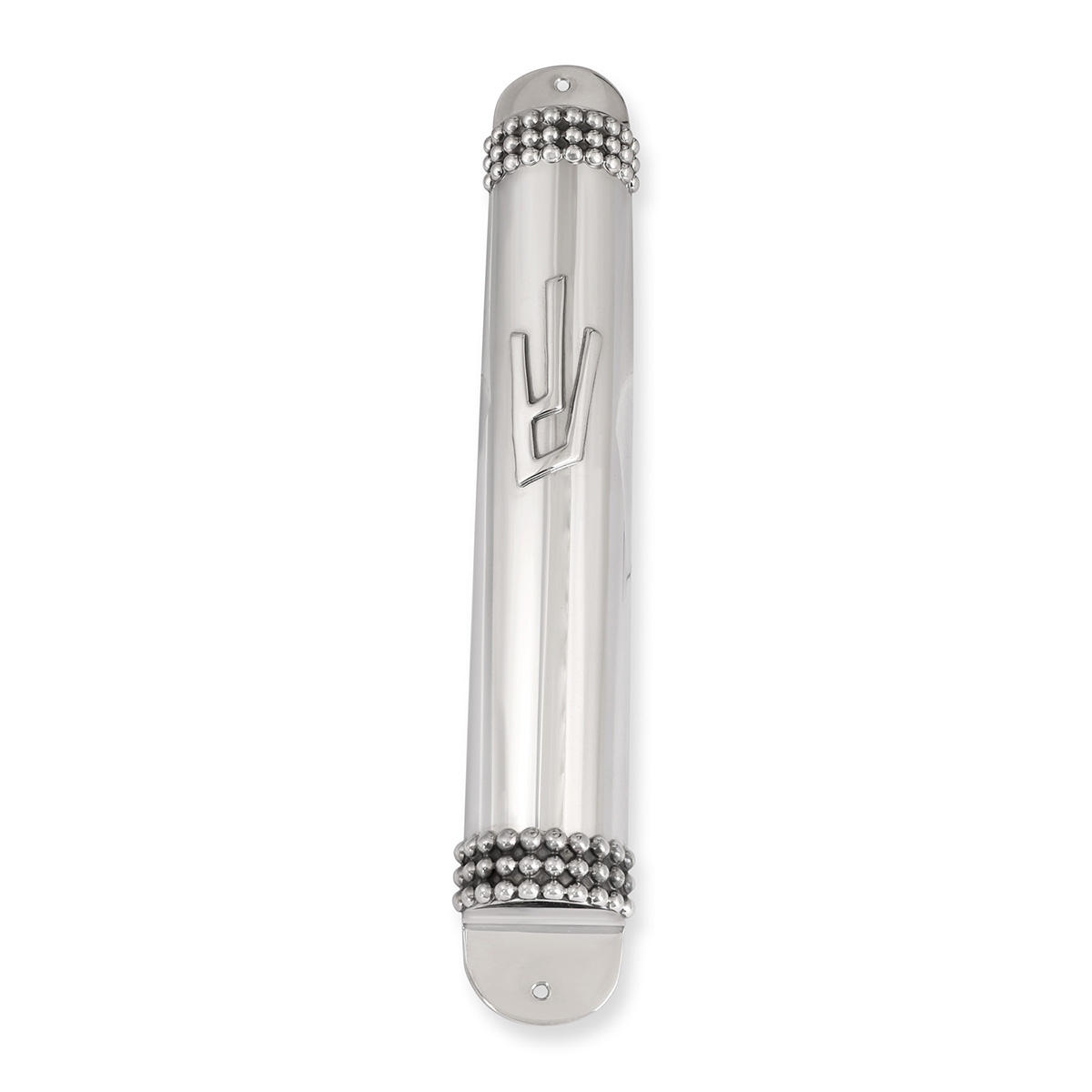 Bier Judaica Large Handcrafted Sterling Silver Mezuzah Case With Beaded Design main product photo