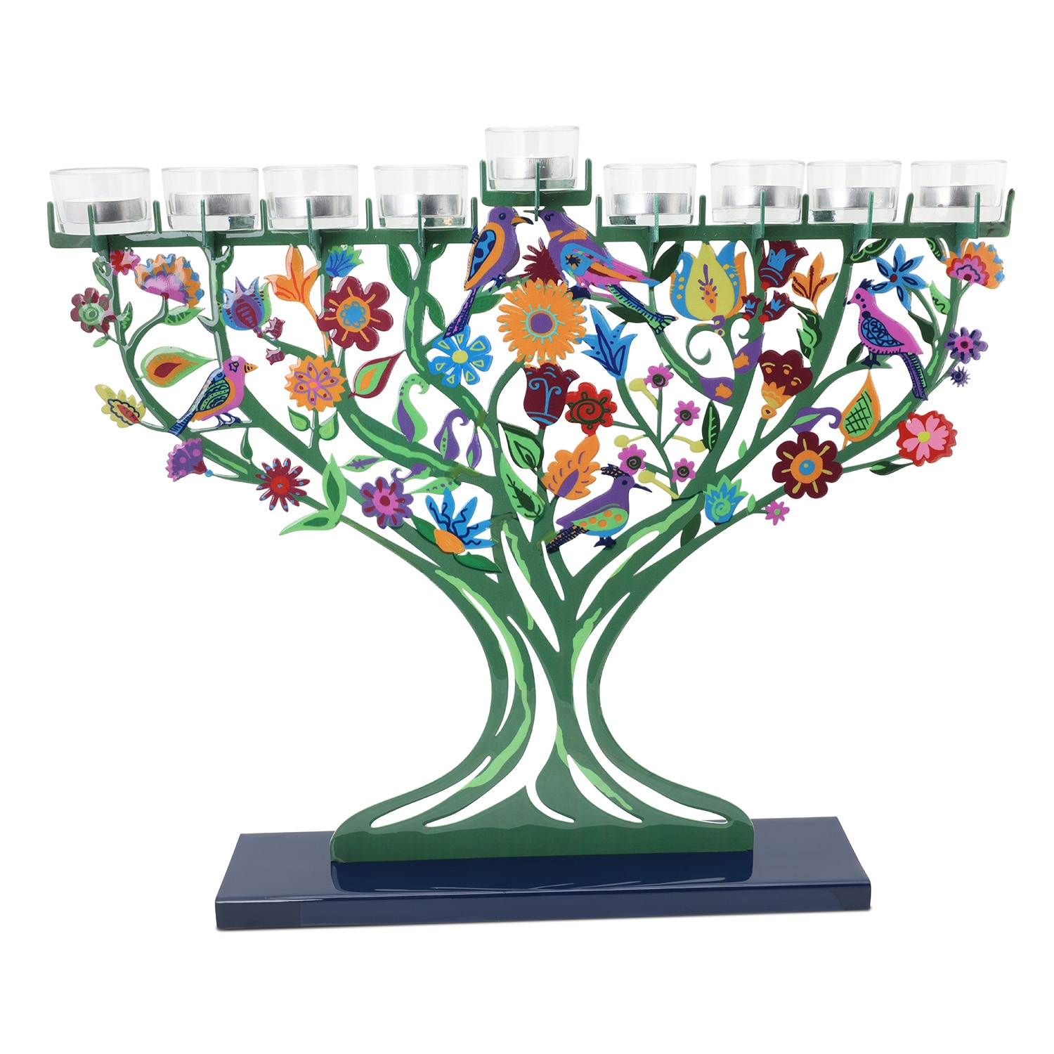 2025 Large Tree and Birds Hanukkah Menorah from Yair Emanuel main product photo