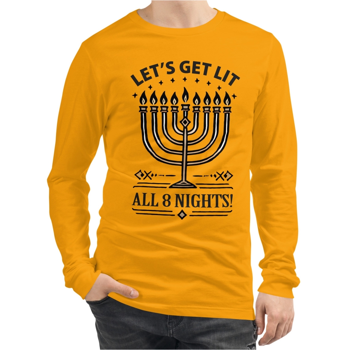 Let’s Get Lit All 8 Nights! Hanukkah Long Sleeve Tee main product photo