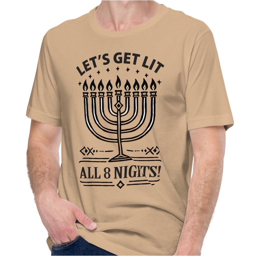 Let’s Get Lit All 8 Nights! Unisex Hanukkah T-Shirt main product photo