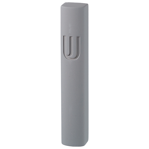 Light Gray Outdoor Modern Mezuzah Case with "Shin" main product photo