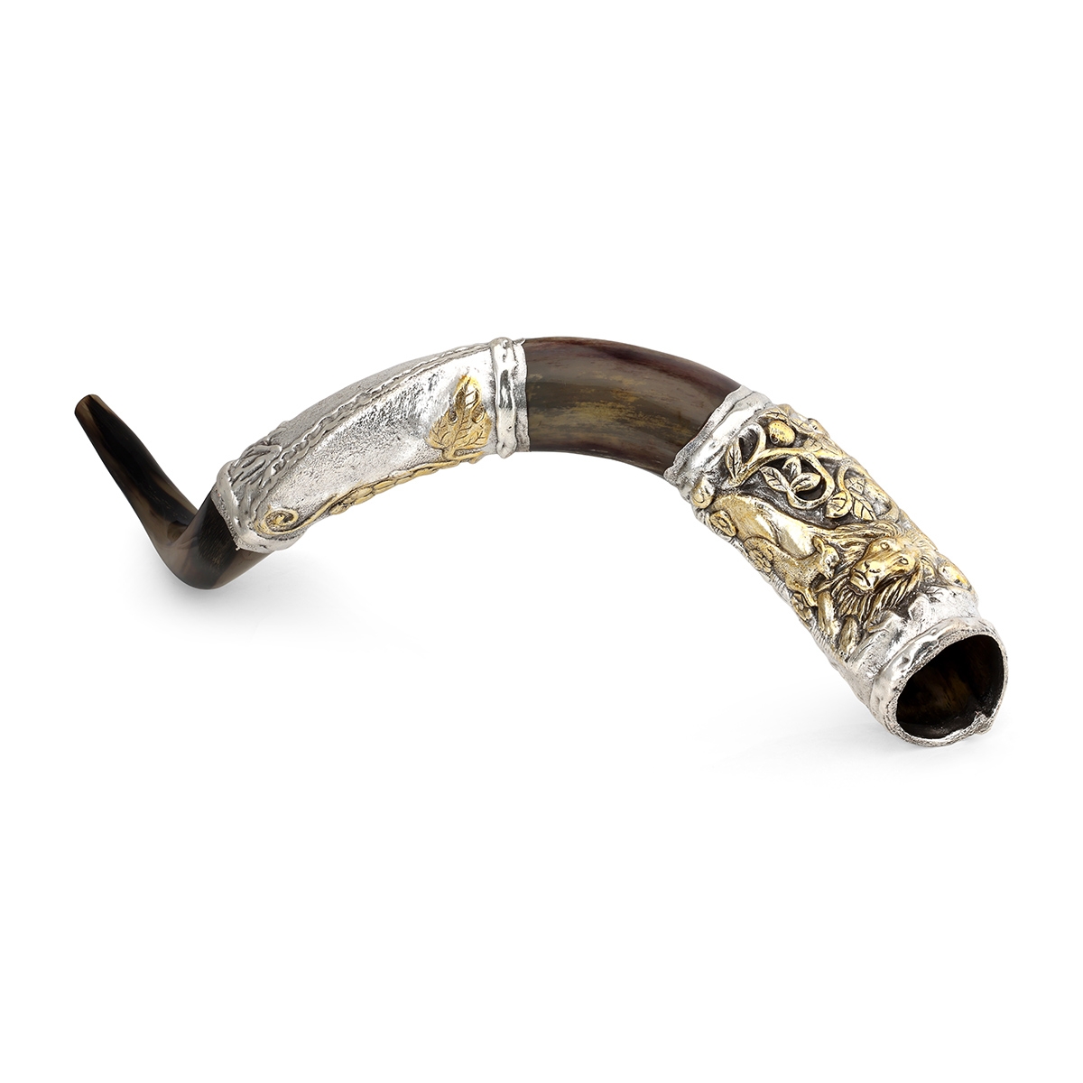 Silver-Plated "Lion and Lamb" Kudu Shofar By Barsheshet-Ribak main product photo