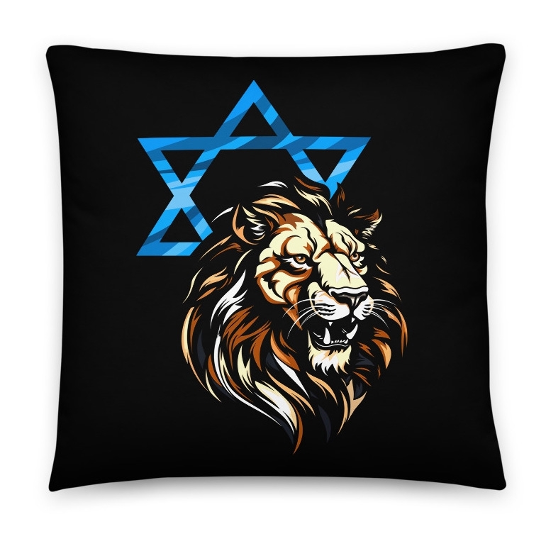 Lion of Judah and Star of David Black Pillow main product photo
