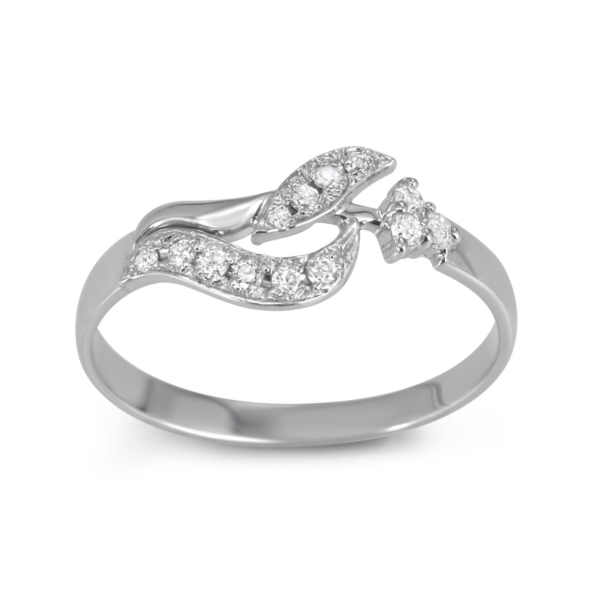 Luxurious 14K White Gold Ring With Diamond Floral Design main product photo