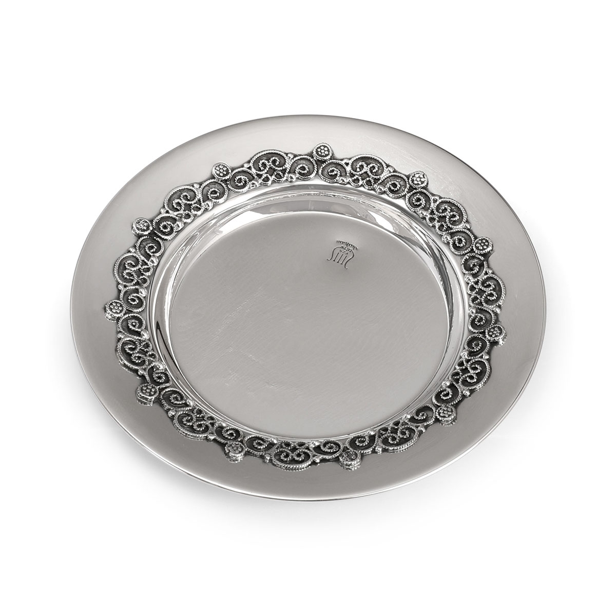 Traditional Yemenite Art Luxurious Handcrafted Sterling Silver Kiddush Cup Plate main product photo