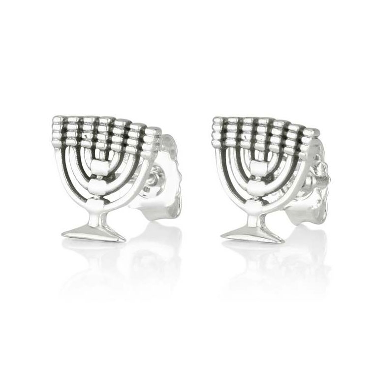 Marina Jewelry 925 Sterling Silver Menorah Earrings main product photo