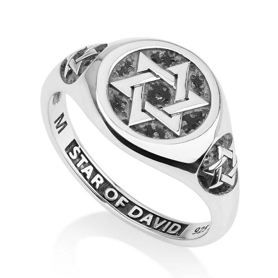 Marina Jewelry 925 Sterling Silver Three Stars of David Ring main product photo
