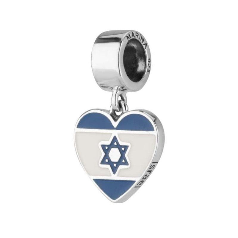 Marina Jewelry Sterling Silver Israeli Flag Love Heart Charm main product photo