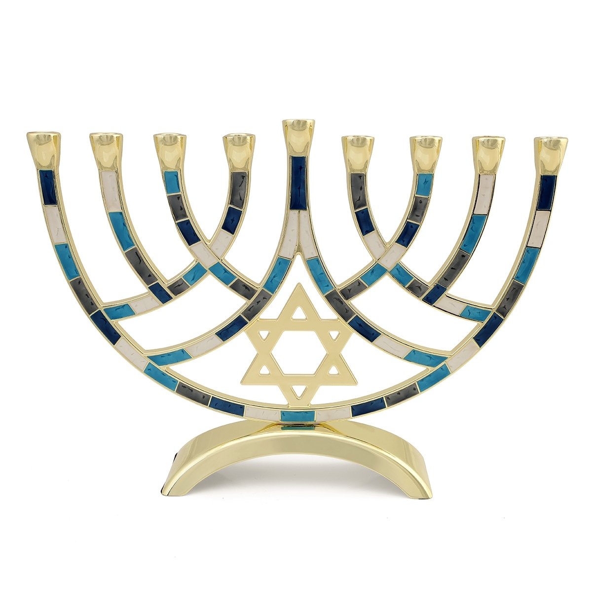 Multicolored Metal Star of David Menorah main product photo