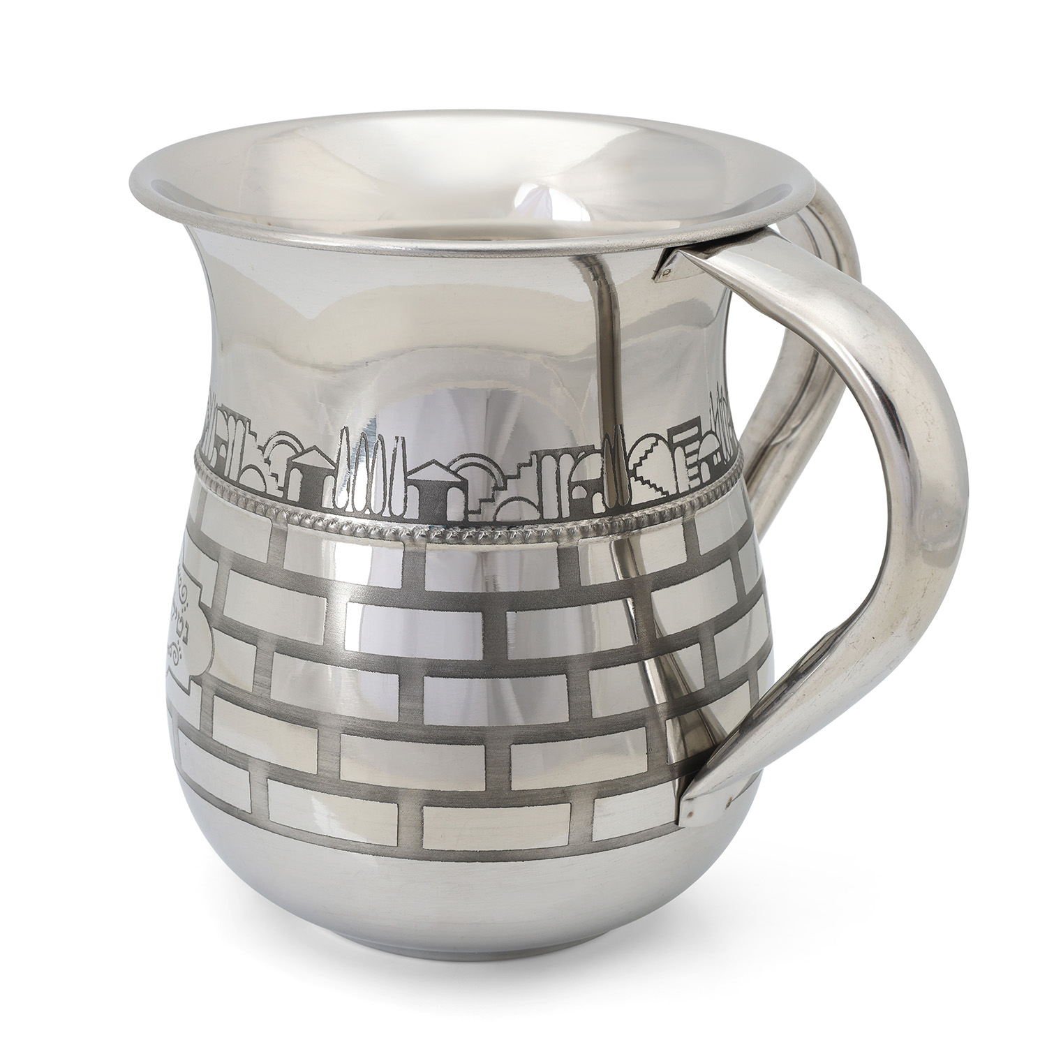Jerusalem Themed Hammered Netilat Yadayim Washing Cup Choice of Gold or Silver main product photo
