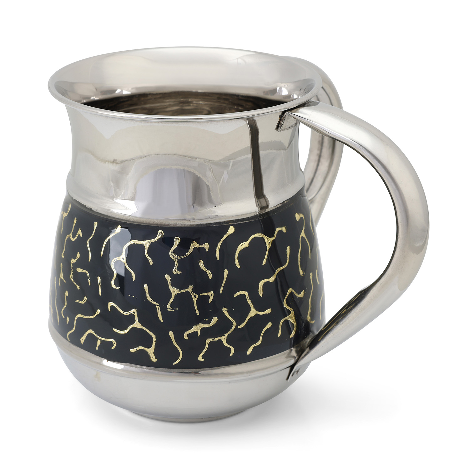 Stainless Steel and Enamel Netilat Yadayim Cup with Gold Accents main product photo