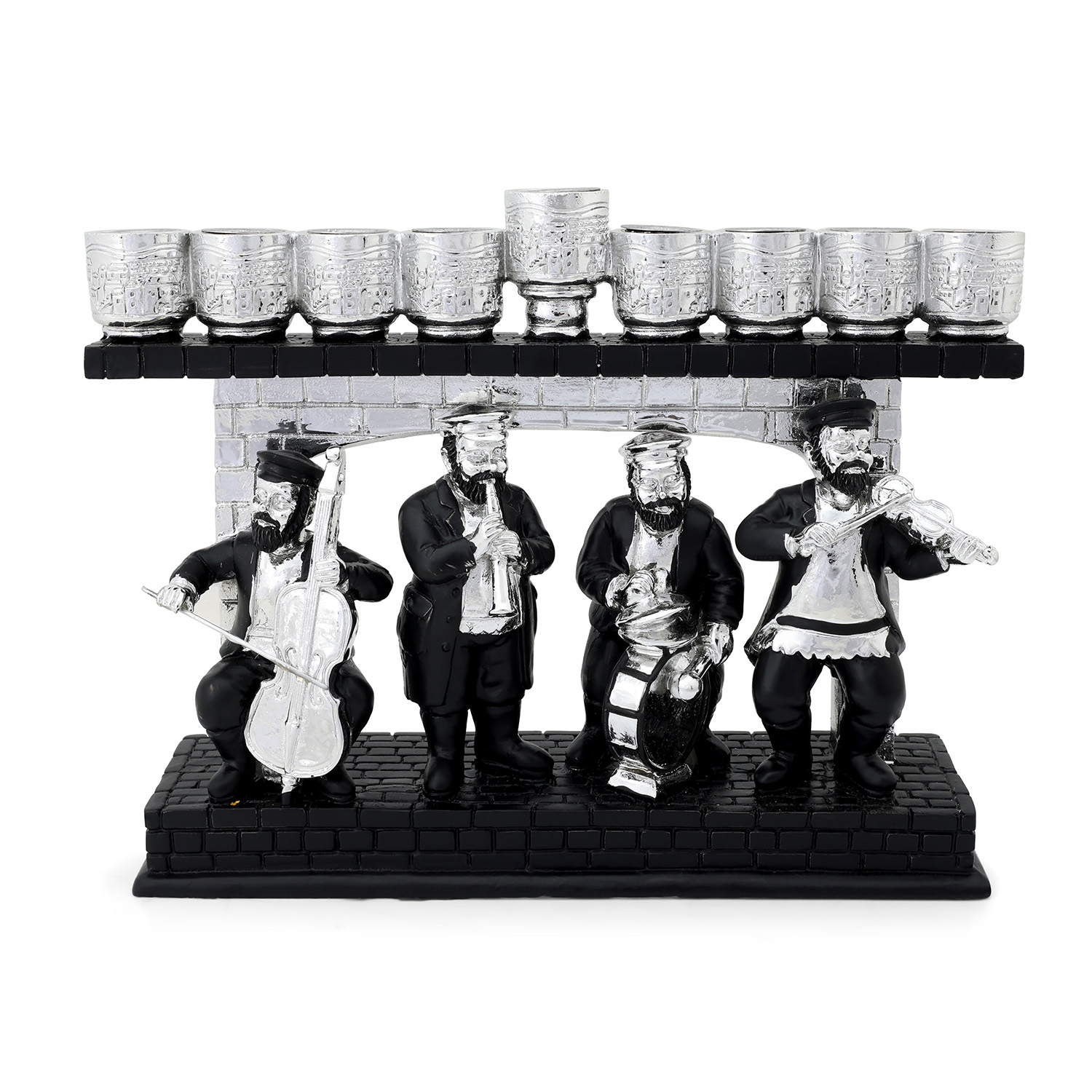 Klezmer Band Menorah in Silver Color and Black main product photo