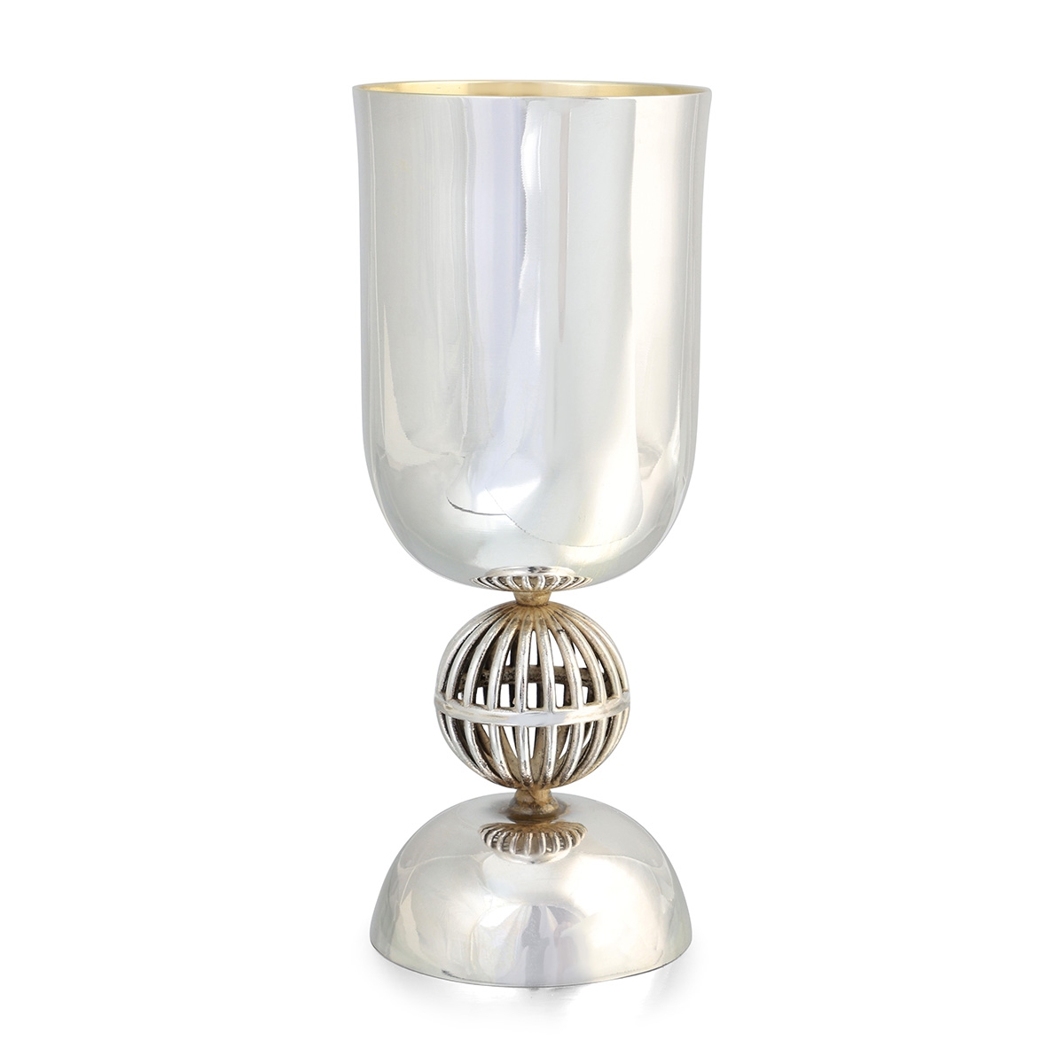 Sterling Silver Kiddush Cup with Spherical Frame Stem Design main product photo