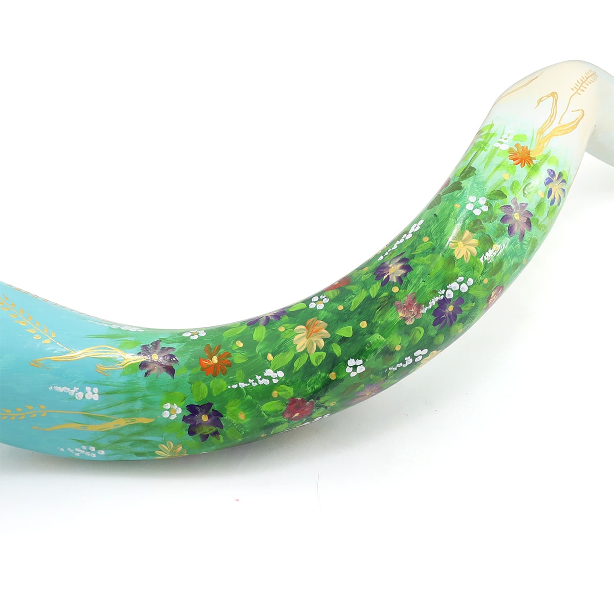 Flower Meadow Hand Painted Kudu Shofar main product photo
