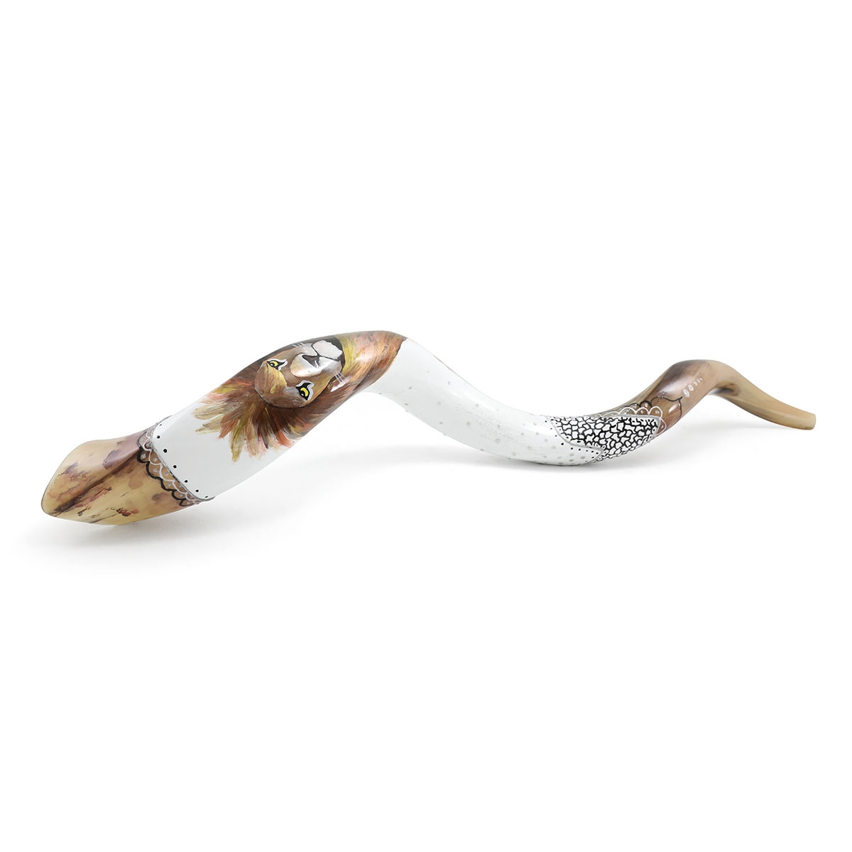 Lion of Judah Hand Painted Kudu Shofar – White main product photo