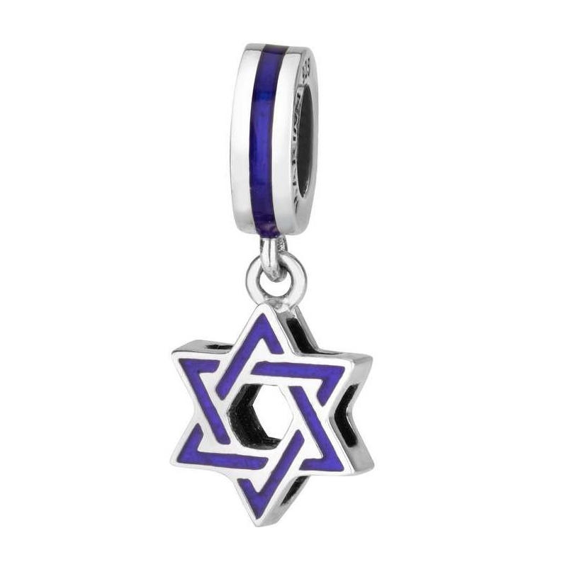 Marina Jewelry Silver Blue Enamel Star of David Pendant Charm main product photo